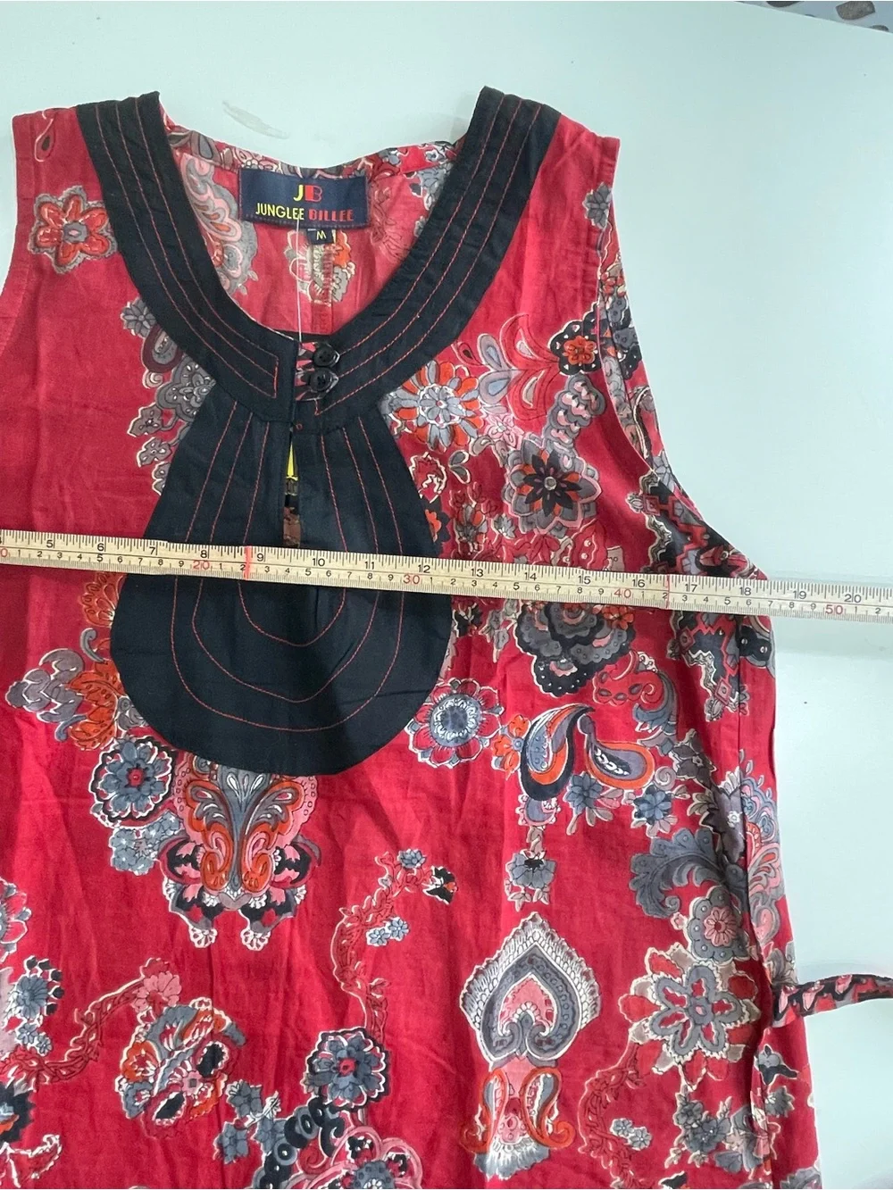 Junglee Billee Red Paisley Dress Sleeveless 100% Cotton Size Medium NWT